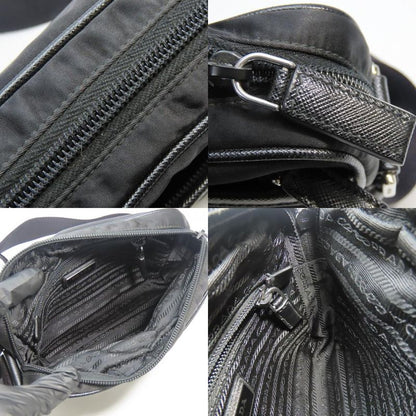 Prada Shoulder Bag 2vh144 Triangle Logo Nylon Leather Black Crossbody Re-nylon