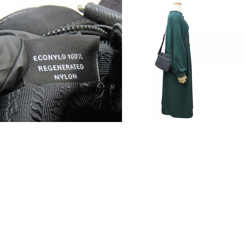 Prada Shoulder Bag 2vh144 Triangle Logo Nylon Leather Black Crossbody Re-nylon