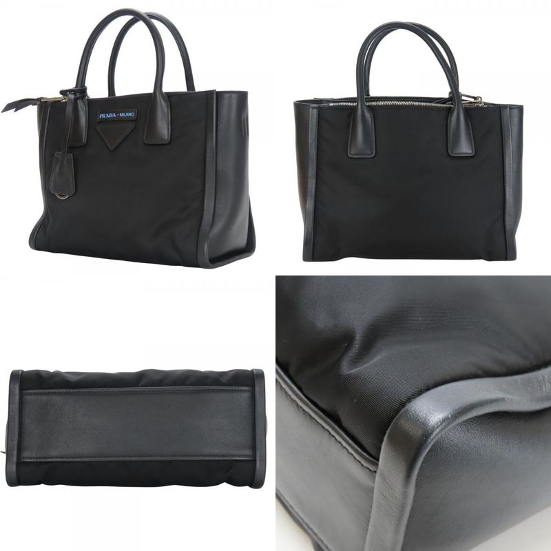 Prada Tote Bag Concept Nylon Leather Black 2WAY Crossbody Shoulder Casual