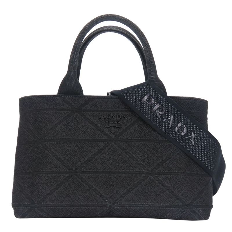 Prada Handbags Canapa 1bg439 Triangle Canvas NERO Black 2WAY Shoulder Everyday
