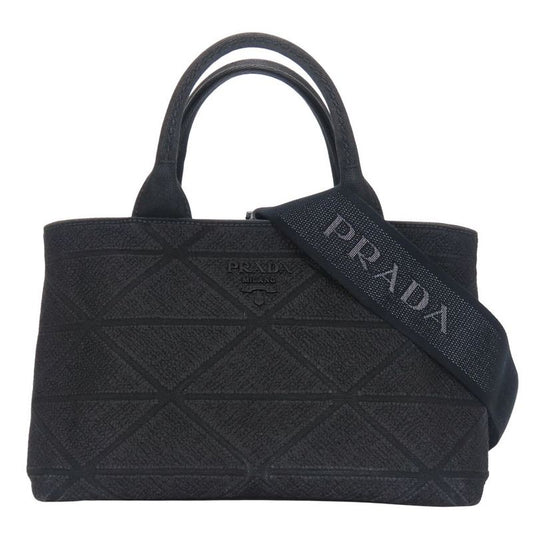 Prada Handbags Canapa 1bg439 Triangle Canvas NERO Black 2WAY Shoulder Everyday