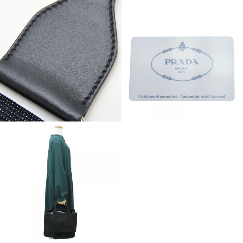 Prada Handbags Canapa 1bg439 Triangle Canvas NERO Black 2WAY Shoulder Everyday