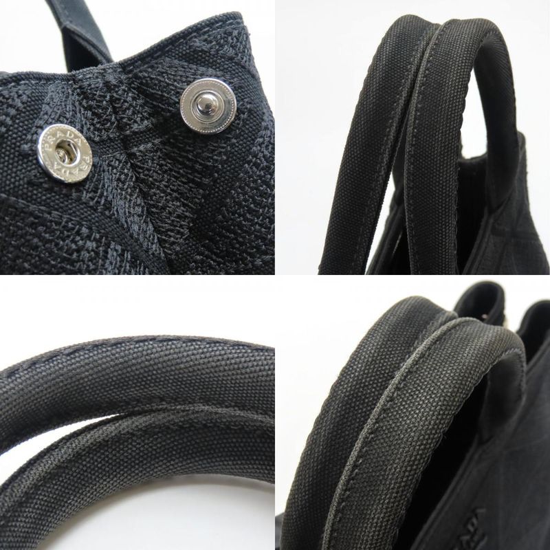 Prada Handbags Canapa 1bg439 Triangle Canvas NERO Black 2WAY Shoulder Everyday