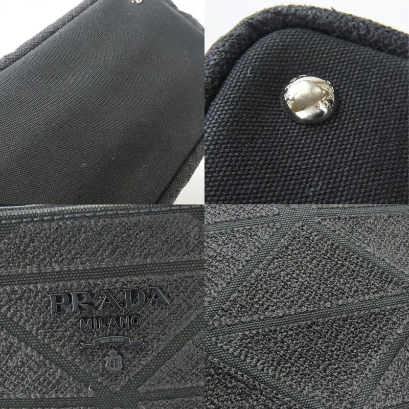 Prada Handbags Canapa 1bg439 Triangle Canvas NERO Black 2WAY Shoulder Everyday