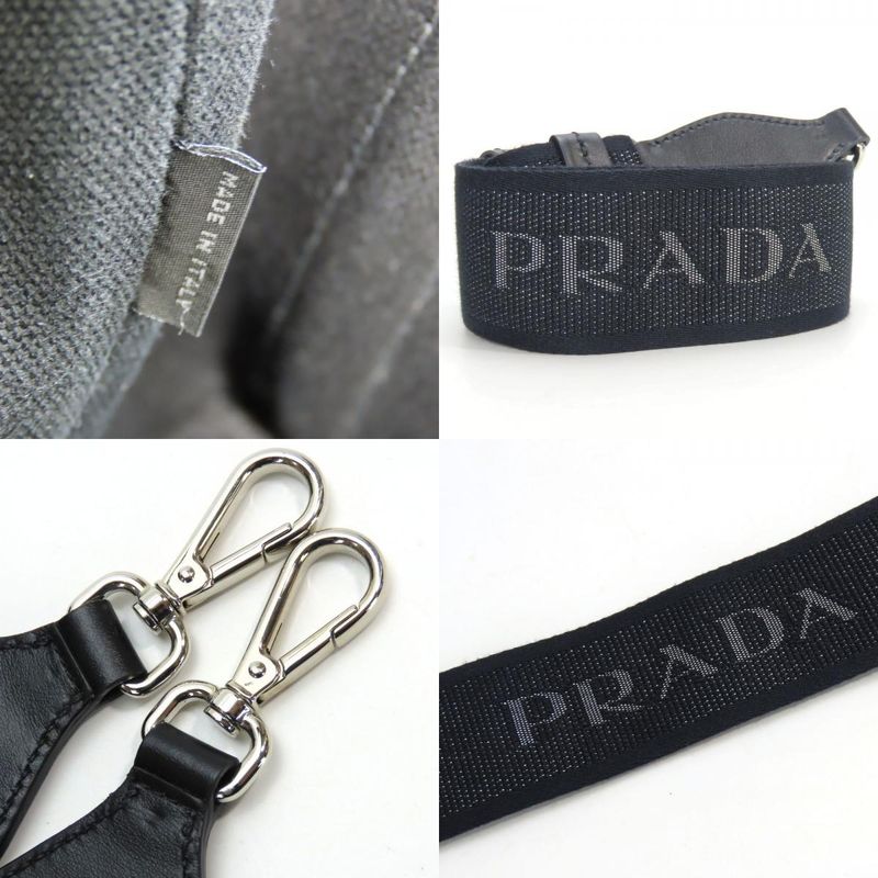 Prada Handbags Canapa 1bg439 Triangle Canvas NERO Black 2WAY Shoulder Everyday