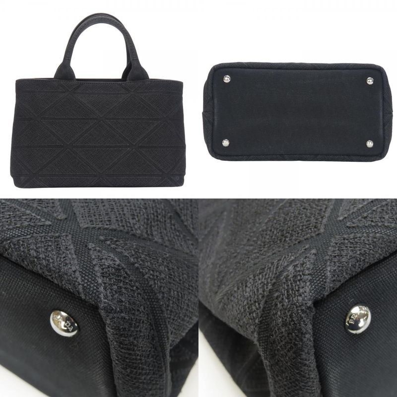 Prada Handbags Canapa 1bg439 Triangle Canvas NERO Black 2WAY Shoulder Everyday