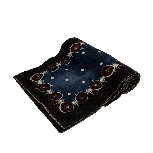 Prada Scarf - Navy Dark Brown And Multi Dotted Cashmere