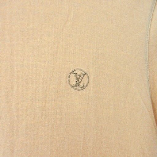 Louis Vuitton Logo Embroidery T-shirt Cut And Sewn Short Sleeves XS Beige 1105