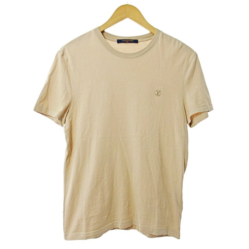 Louis Vuitton Logo Embroidery T-shirt Cut And Sewn Short Sleeves XS Beige 1105