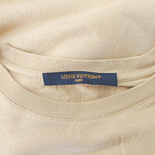 Louis Vuitton Logo Embroidery T-shirt Cut And Sewn Short Sleeves XS Beige 1105