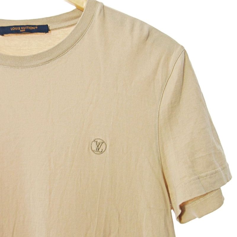 Louis Vuitton Logo Embroidery T-shirt Cut And Sewn Short Sleeves XS Beige 1105