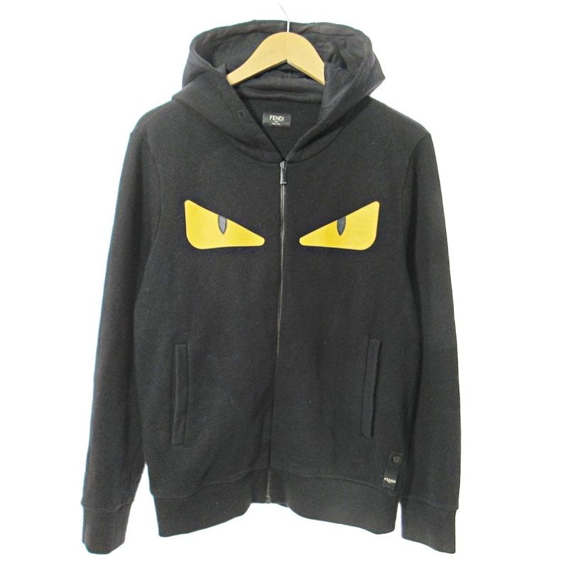 Fendi Sylvia Period 17AW Bug's Eye Monster Zip Hoodie Sweatshirt 44 Black 1104
