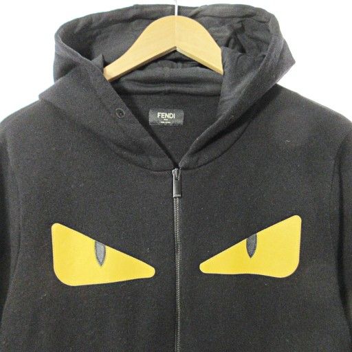 Fendi Sylvia Period 17AW Bug's Eye Monster Zip Hoodie Sweatshirt 44 Black 1104
