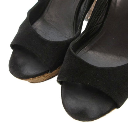 Gucci Cork Platform Suring Back Sandals Suede Black High Heel UO - GY18