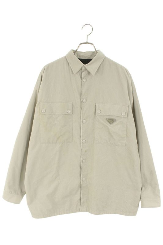 Prada Sc556 Triangle Logo Corduroy Long Sleeve Shirt Men's S