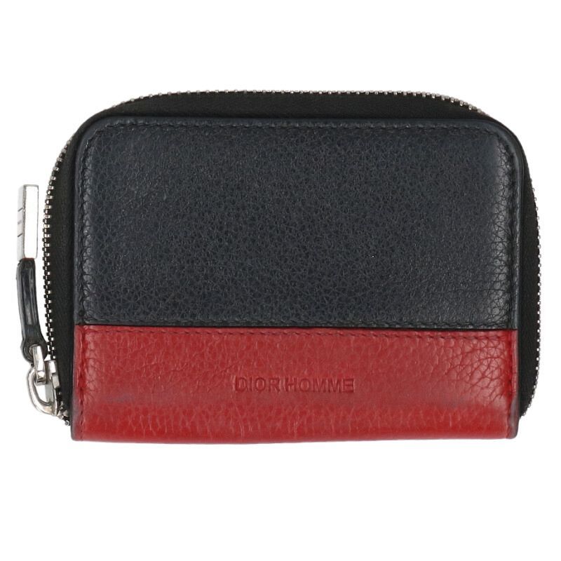 Dior Homme Leather Zip Card Case With Key Ring Men's