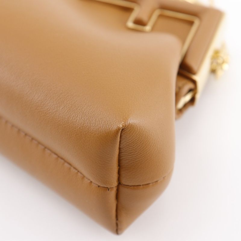 Fendi Nano First Charm Chain Pouch 7as051 Leather Women's Shoulder Bag