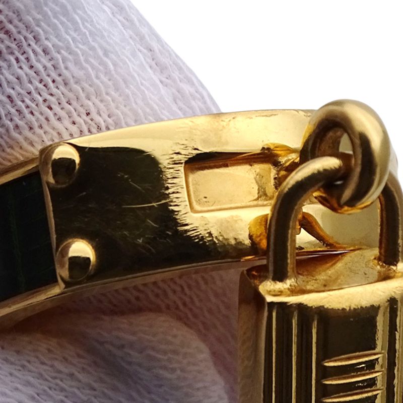 Hermes Scarf Ring Ladies Brand Kelly Cadenas Motif GP Gold Green Accessories