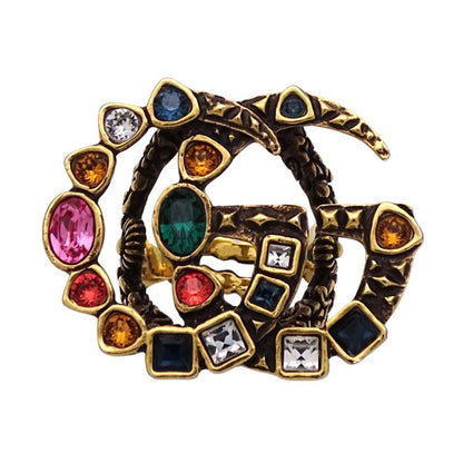 Gucci Ring Women's Men's Brand GG Marmont Ring Metal Gold Multicolor Approx 11
