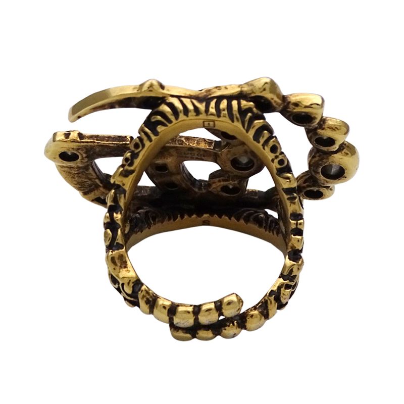 Gucci Ring Women's Men's Brand GG Marmont Ring Metal Gold Multicolor Approx 11