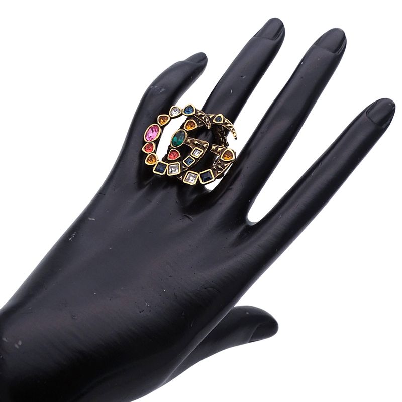 Gucci Ring Women's Men's Brand GG Marmont Ring Metal Gold Multicolor Approx 11