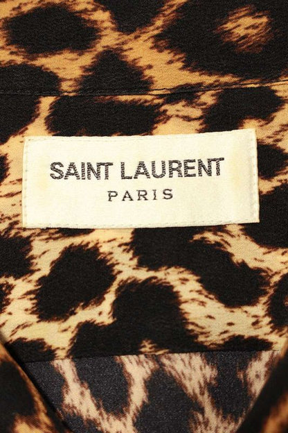 Saint Laurent Paris 627799 Y2b09 Leopard Tie Long Sleeve Shirt Men's 38