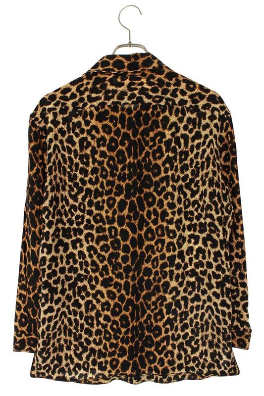 Saint Laurent Paris 627799 Y2b09 Leopard Tie Long Sleeve Shirt Men's 38