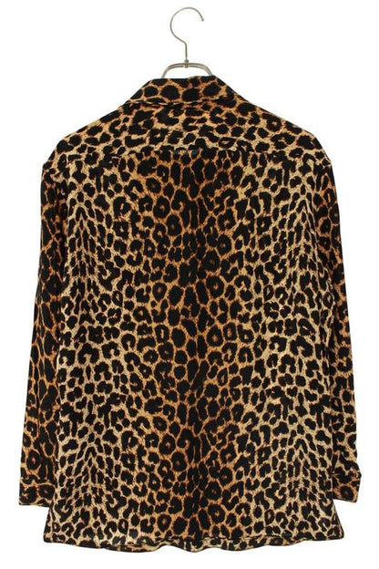 Saint Laurent Paris 627799 Y2b09 Leopard Tie Long Sleeve Shirt Men's 38