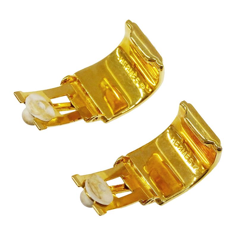 Hermes Earrings Ladies Branded Emile Black Gold Accessory For Both Ears Large