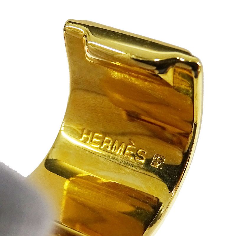 Hermes Earrings Ladies Branded Emile Black Gold Accessory For Both Ears Large