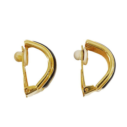 Hermes Earrings Ladies Branded Emile Black Gold Accessory For Both Ears Large