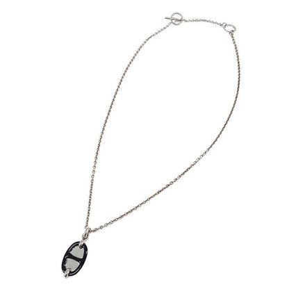 Hermes Necklace Ladies Brand Mini Mayon PM Metal Silver Black Pendant Accessory