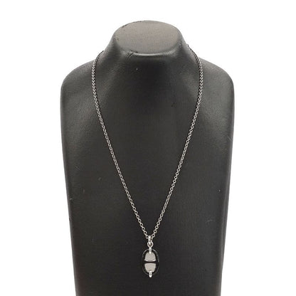 Hermes Necklace Ladies Brand Mini Mayon PM Metal Silver Black Pendant Accessory