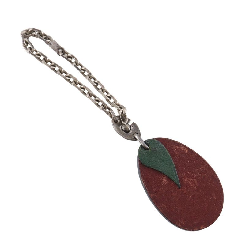 Hermes Plum Fruit Back Charm Leather Red Unisex Charm