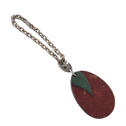 Hermes Plum Fruit Back Charm Leather Red Unisex Charm