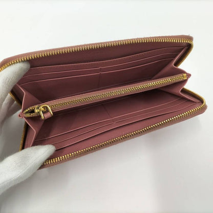 Prada Round Zipper Long Wallet Saffiano Leather Pink Kp5028