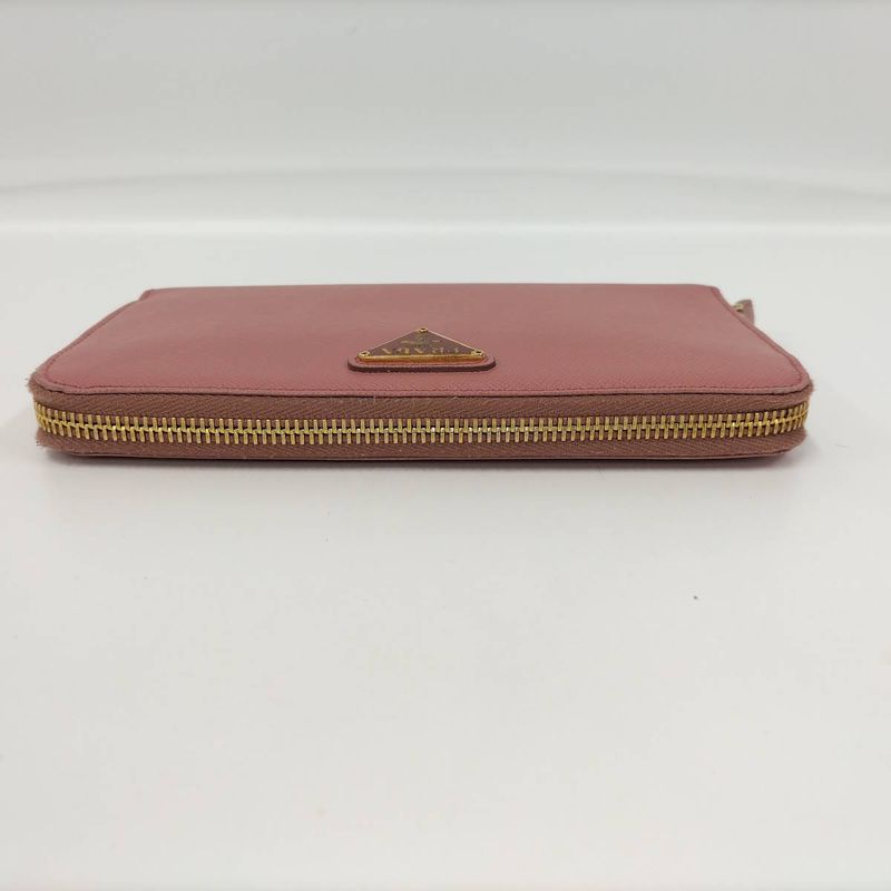 Prada Round Zipper Long Wallet Saffiano Leather Pink Kp5028
