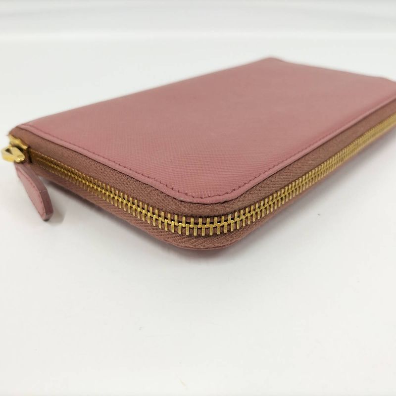 Prada Round Zipper Long Wallet Saffiano Leather Pink Kp5028