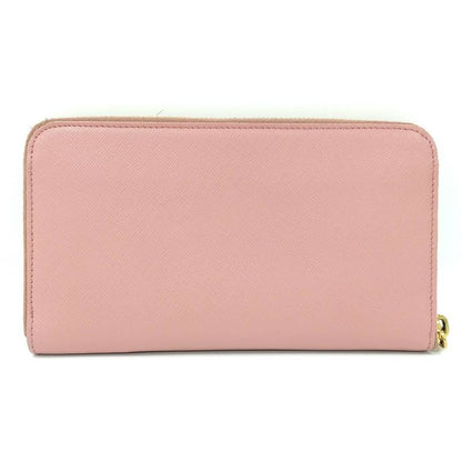 Prada Round Zipper Long Wallet Saffiano Leather Pink Kp5028