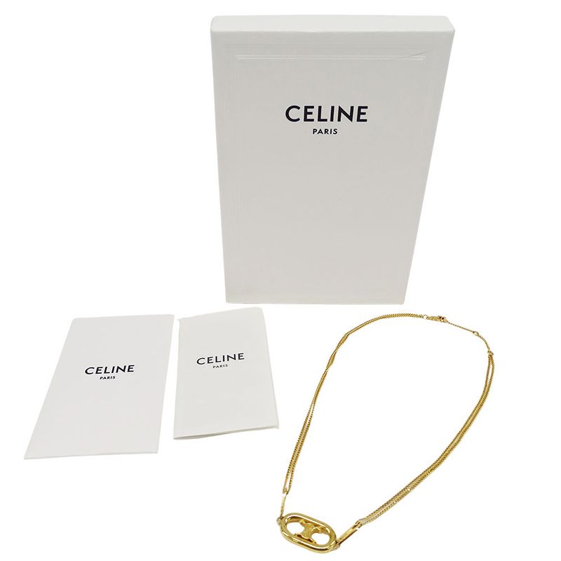 Celine Necklace Women's Brand Triomphe Gold 2strand Necklace Accessories