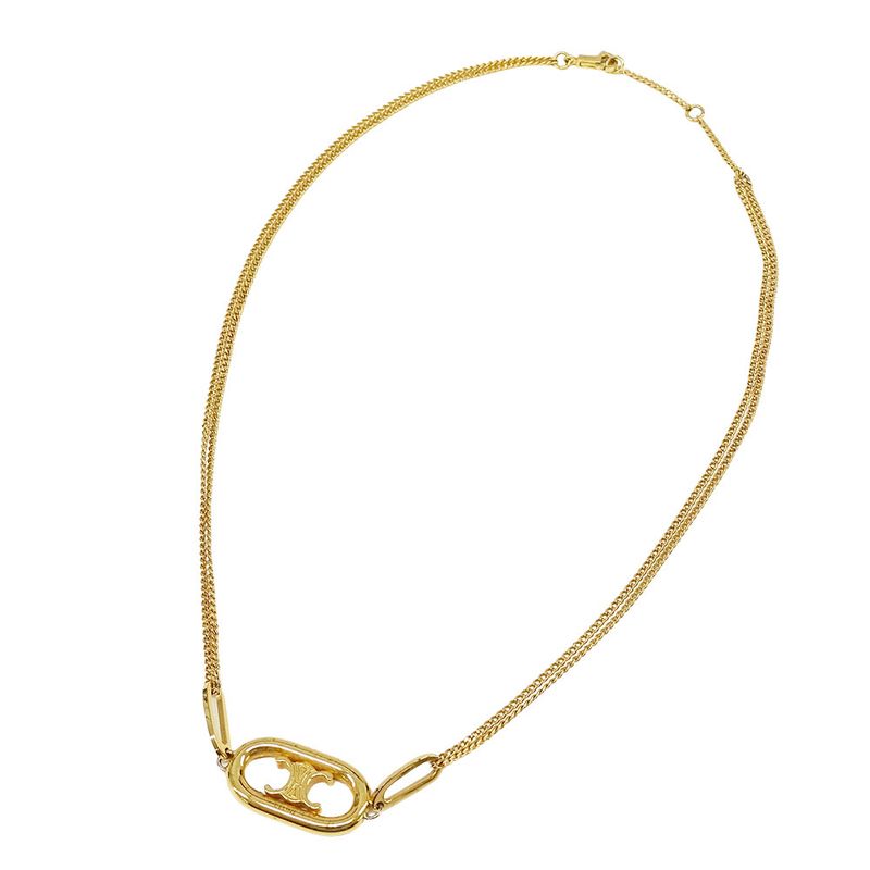 Celine Necklace Women's Brand Triomphe Gold 2strand Necklace Accessories