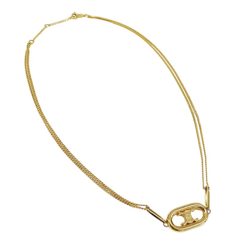 Celine Necklace Women's Brand Triomphe Gold 2strand Necklace Accessories