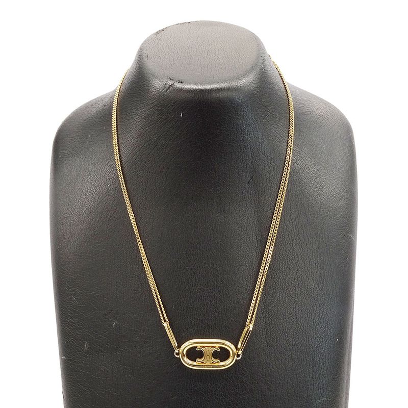 Celine Necklace Women's Brand Triomphe Gold 2strand Necklace Accessories