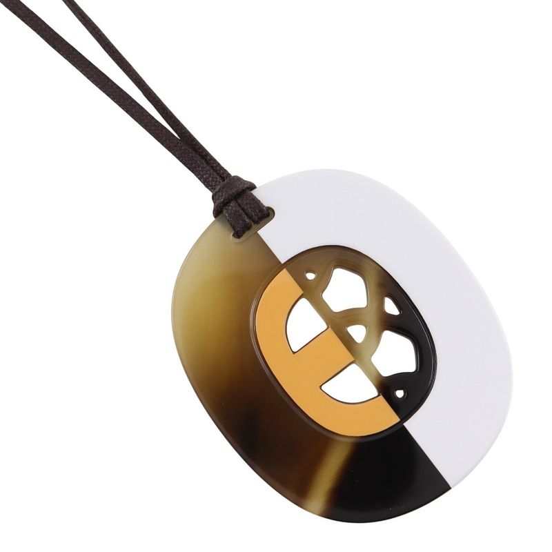 Hermes Remix Fidelift Buffalo Horn Brown/white Ladies 20g Necklace