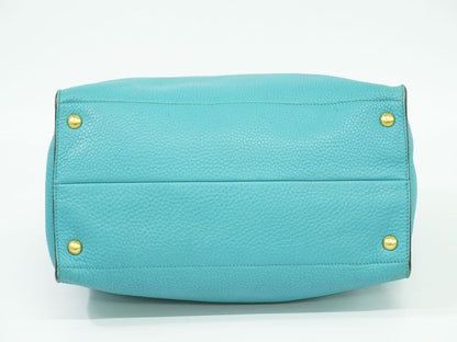 Authentic Prada Leather Tote Handbag Light Blue Bag Pre-owned [follow-up