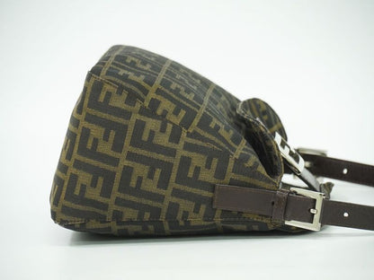 Authentic Fendi Zucca Shoulder Bag Handbag Canvas Brown 26426 Bag Pre-owned