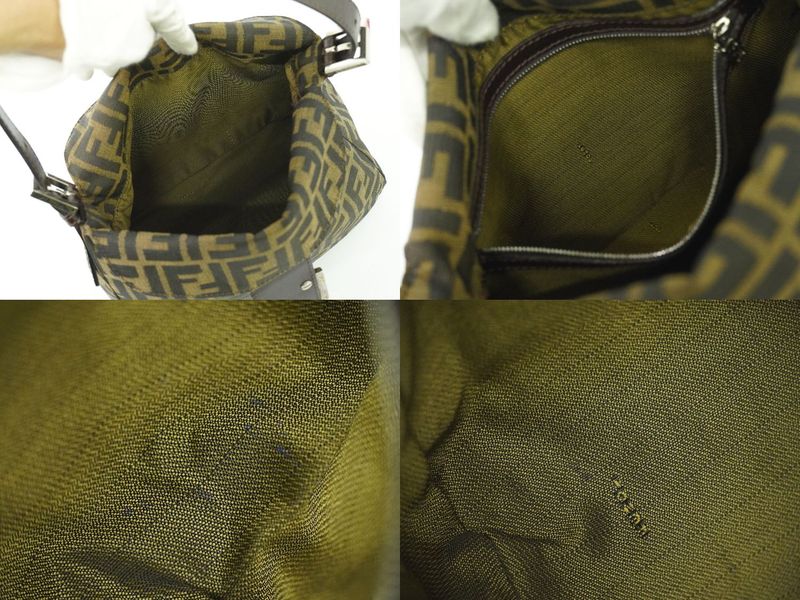 Authentic Fendi Zucca Shoulder Bag Handbag Canvas Brown 26426 Bag Pre-owned