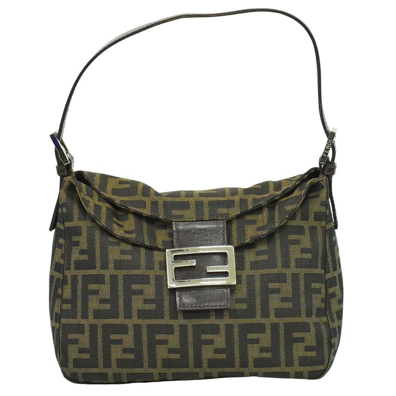 Authentic Fendi Zucca Shoulder Bag Handbag Canvas Brown 26426 Bag Pre-owned
