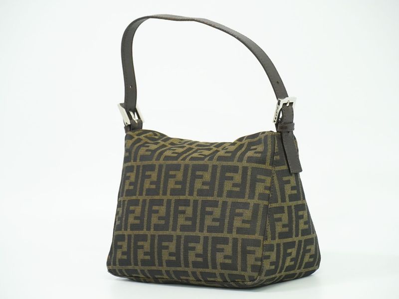 Authentic Fendi Zucca Shoulder Bag Handbag Canvas Brown 26426 Bag Pre-owned