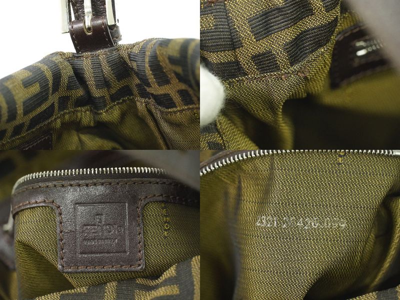 Authentic Fendi Zucca Shoulder Bag Handbag Canvas Brown 26426 Bag Pre-owned